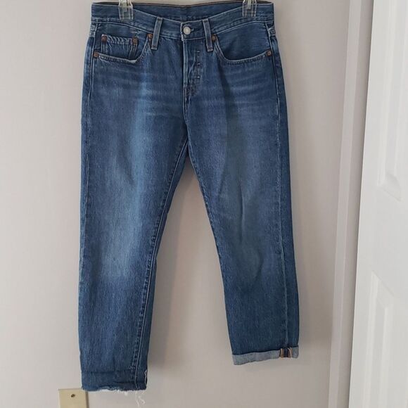 Levi’s 501 XX Jeans Womens 30 Blue Straight Leg Raw Hem Boyfriend Denim - Picture 1 of 10
